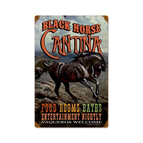 12 X 18 Vintage Metal Sign - Black Horse Cantina