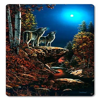 12 X 18 Satin Metal Sign - Wolf Duet