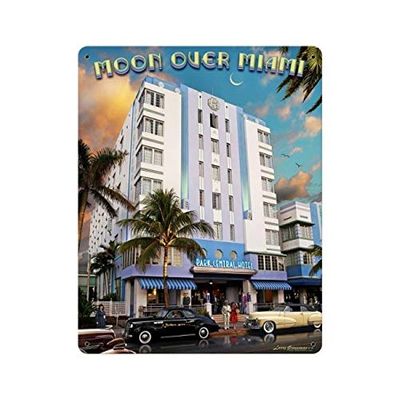 24 X 30 Moon Over Miami Satin Metal Sign