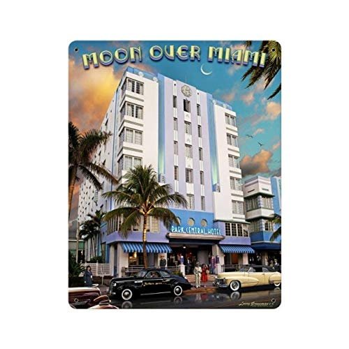 24 X 30 Moon Over Miami Satin Metal Sign