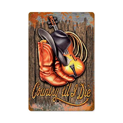 12 X 18 Vintage Metal Sign - Country Til I Die/W Wood Frame/W Wood Frame