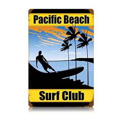 12 X 18 Vintage Metal Sign - Pacific Beach Surf