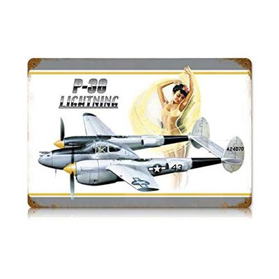 12 X 18 Vintage Metal Sign - P-38 Bikini