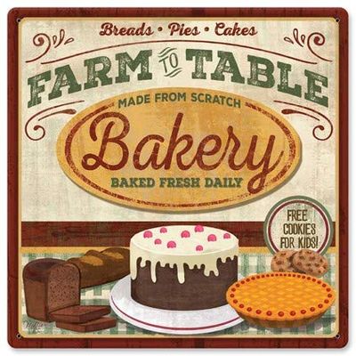 12 X 12 Satin Metal - Sign Farm To Table Bakery