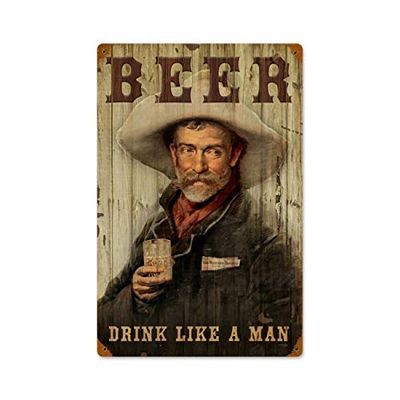 12 X 18 Vintage Metal Sign - Cowboy Beer