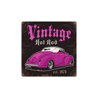 12 X 12 Vintage Metal Sign - Vintage Hot Rod