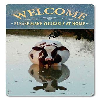 12 X 18 Satin Metal Sign - Welcome Cow