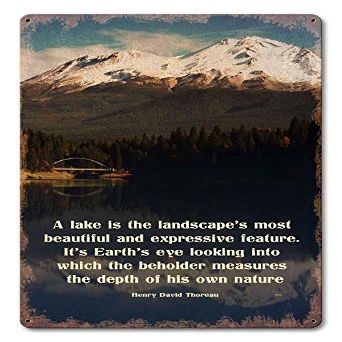 12 X 18 Satin Metal - Sign Lake Shasta Thoreau Quote