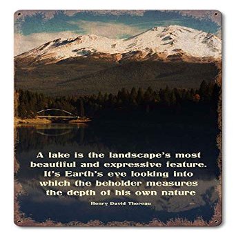 12 X 18 Satin Metal - Sign Lake Shasta Thoreau Quote