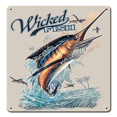 12 X 15 - Metal Sign - Marlin Wicked Fishing