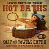 12 X 18 Satin Metal Sign - Hot Baths/W Wood Frame/W Wood Frame view 1