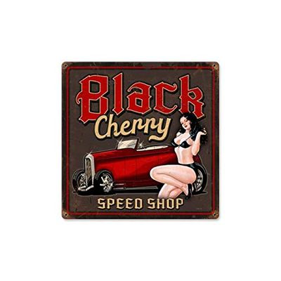 12 X 12 Vintage Metal Sign - Black Cherry