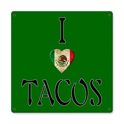 12 X 12 Vintage Sign - I Heart Tacos