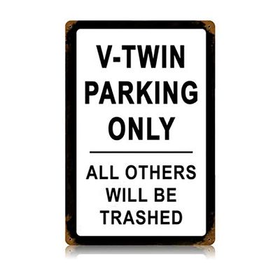 12 X 18 Vintage Metal Sign - V-Twin Parking