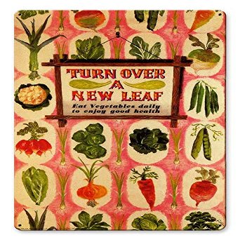 12 X 18 Satin Metal Sign - Turn Over A New Leaf/W Wood Frame/W Wood Frame