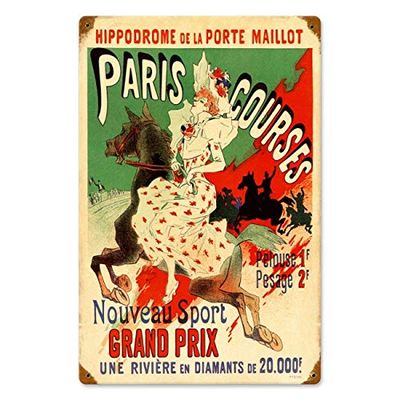 12 X 18 Vintage Metal Sign - Paris Hippodrome/W Wood Frame/W Wood Frame