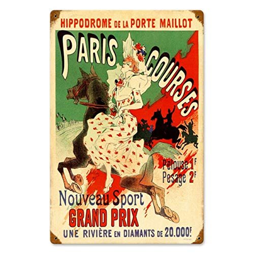 12 X 18 Vintage Metal Sign - Paris Hippodrome/W Wood Frame/W Wood Frame