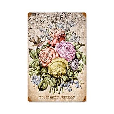 12 X 18 Vintage Metal Sign - Tinted Flowers