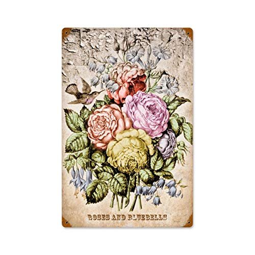 12 X 18 Vintage Metal Sign - Tinted Flowers