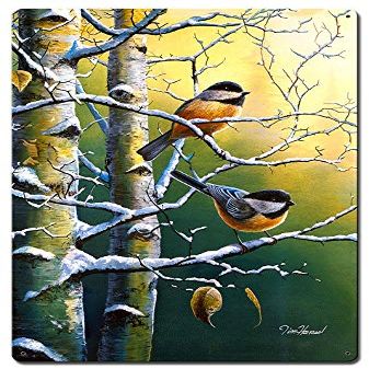 16 X 24 Satin Metal Sign - Winter Refuge Chickadees
