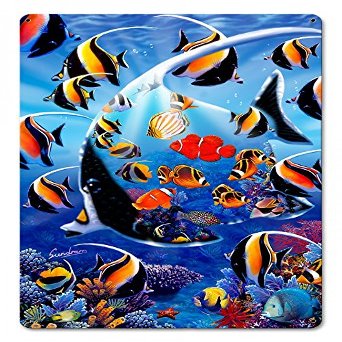 12 X 18 Satin Metal Sign - Angel Fish