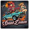 12 X 12 Satin Metal Sign - Speed Demon Flaming Hot Rod view 1