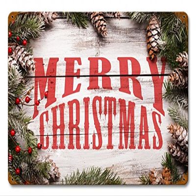 12 X 18 Vintage Metal Sign - Merry Christmas Wood Pine Vintage