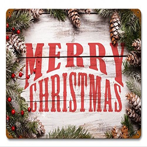12 X 18 Vintage Metal Sign - Merry Christmas Wood Pine Vintage
