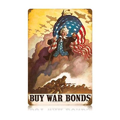 12 X 18 Vintage Metal Sign - Uncle Sames Buy War Bonds