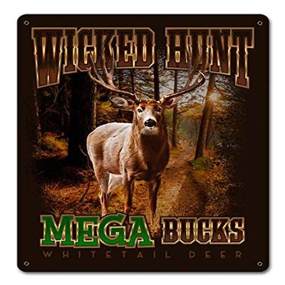 12 X 15 Satin Metal Sign Deer Mega Bucks