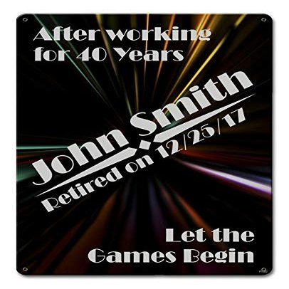 12 X 15 Satin Metal Sign - Retirement Art Deco