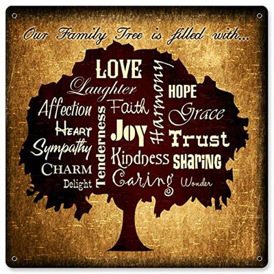 12 X 12 Satin Metal Sign - Family Tree Filled With