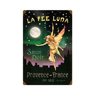 12 X 18 Vintage Metal Sign - La Fee Luna/W Wood Frame/W Wood Frame