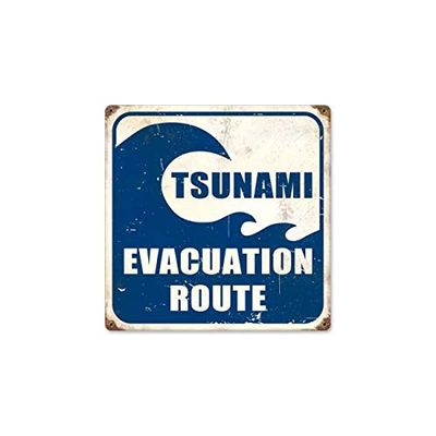 12 X 12 Vintage Metal Sign - Tsunami Evacuation