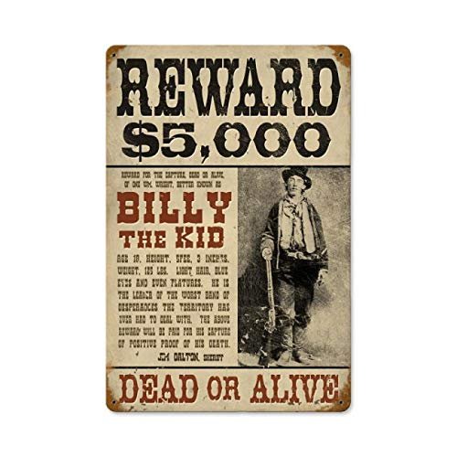 12 X 18 Vintage Metal Sign - Billy The Kid/W Wood Frame/W Wood Frame