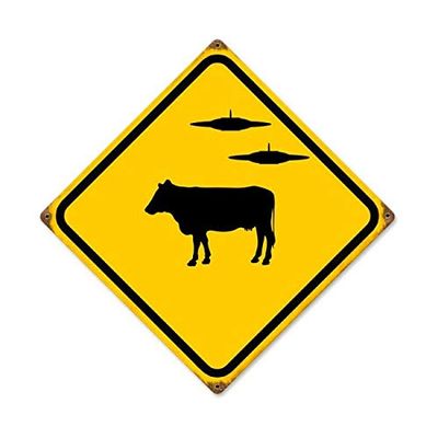 12 X 12 Vintage Sign - Cow UFO