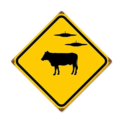 12 X 12 Vintage Sign - Cow UFO