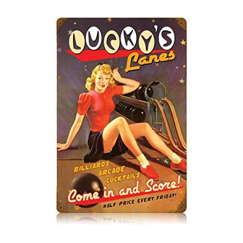 12 X 18 Vintage Metal Sign - Lucky Lanes