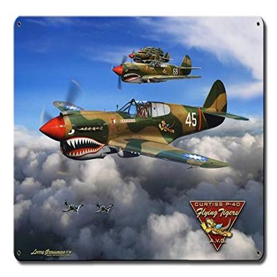 12 X 15 Satin Metal - Sign P-40 Flying Tigers