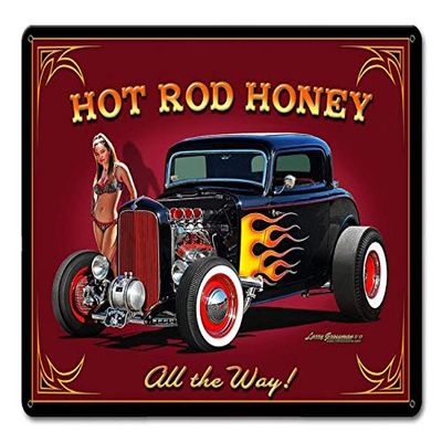 12 X 15 Satin Metal Sign - Hot Rod Honey