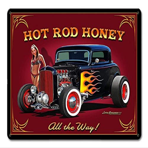 12 X 15 Satin Metal Sign - Hot Rod Honey
