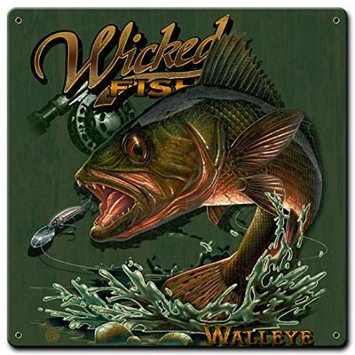 12 X 12 - Metal Sign - Walleye Wicked Fishing