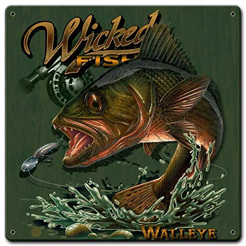 12 X 12 - Metal Sign - Walleye Wicked Fishing