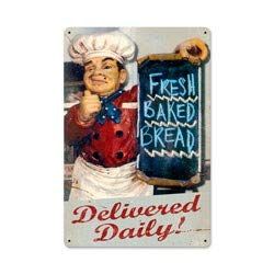 12 X 18 Satin Metal Sign - Fresh Bread Daily