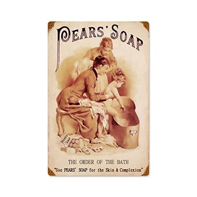 12 X 18 Vintage Metal Sign - Pears Soap/W Wood Frame/W Wood Frame