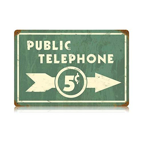 18 X 12 Vintage Metal Sign - Public Telephone