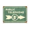 18 X 12 Vintage Metal Sign - Public Telephone view 1