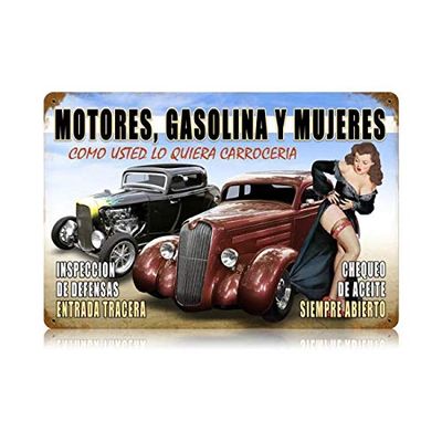 12 X 18 Vintage Metal Sign - Motors Y Mujeres