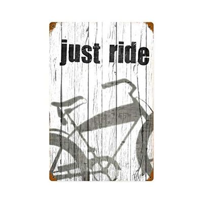 12 X 18 Vintage Metal Sign - Just Ride/W Wood Frame/W Wood Frame