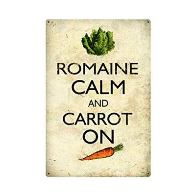 12 X 18 - Satin Metal Sign - Romaine Calm/W Wood Frame/W Wood Frame
